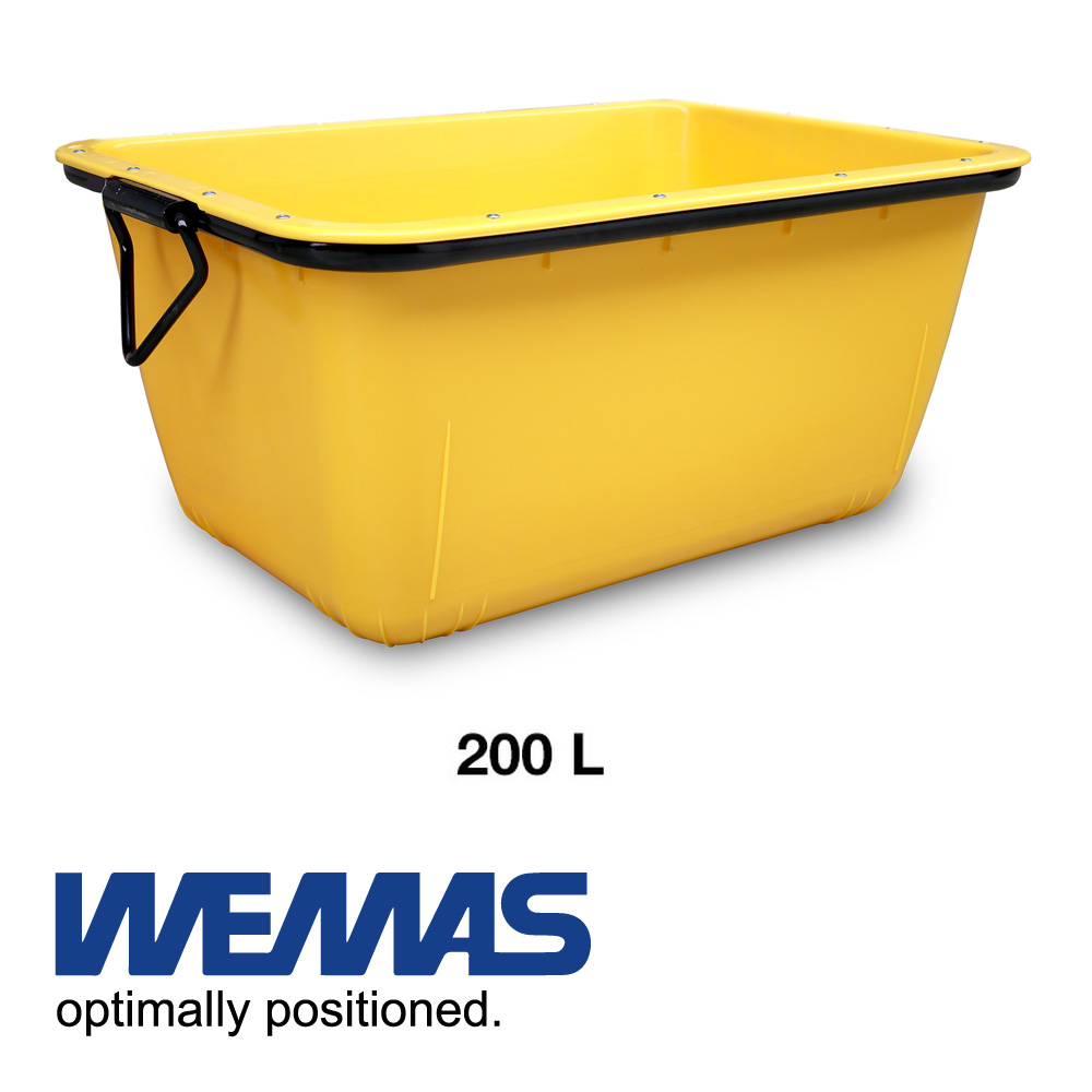 Mortelbak 200 L - geel - rechthoekig